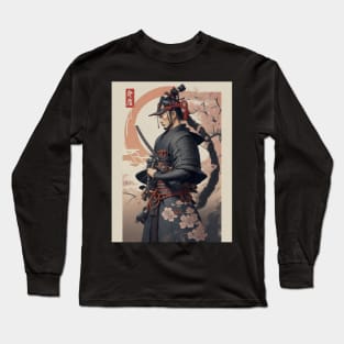 Badass samurai ukiyo e art Long Sleeve T-Shirt